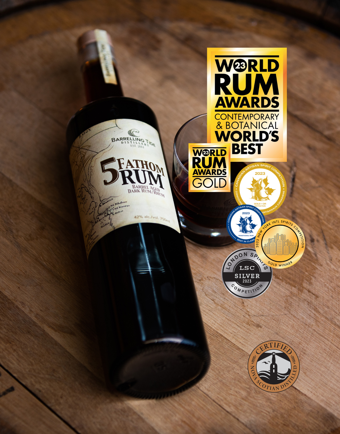 Barrelling Tide Award Winning 5 Fathom Dark Rum