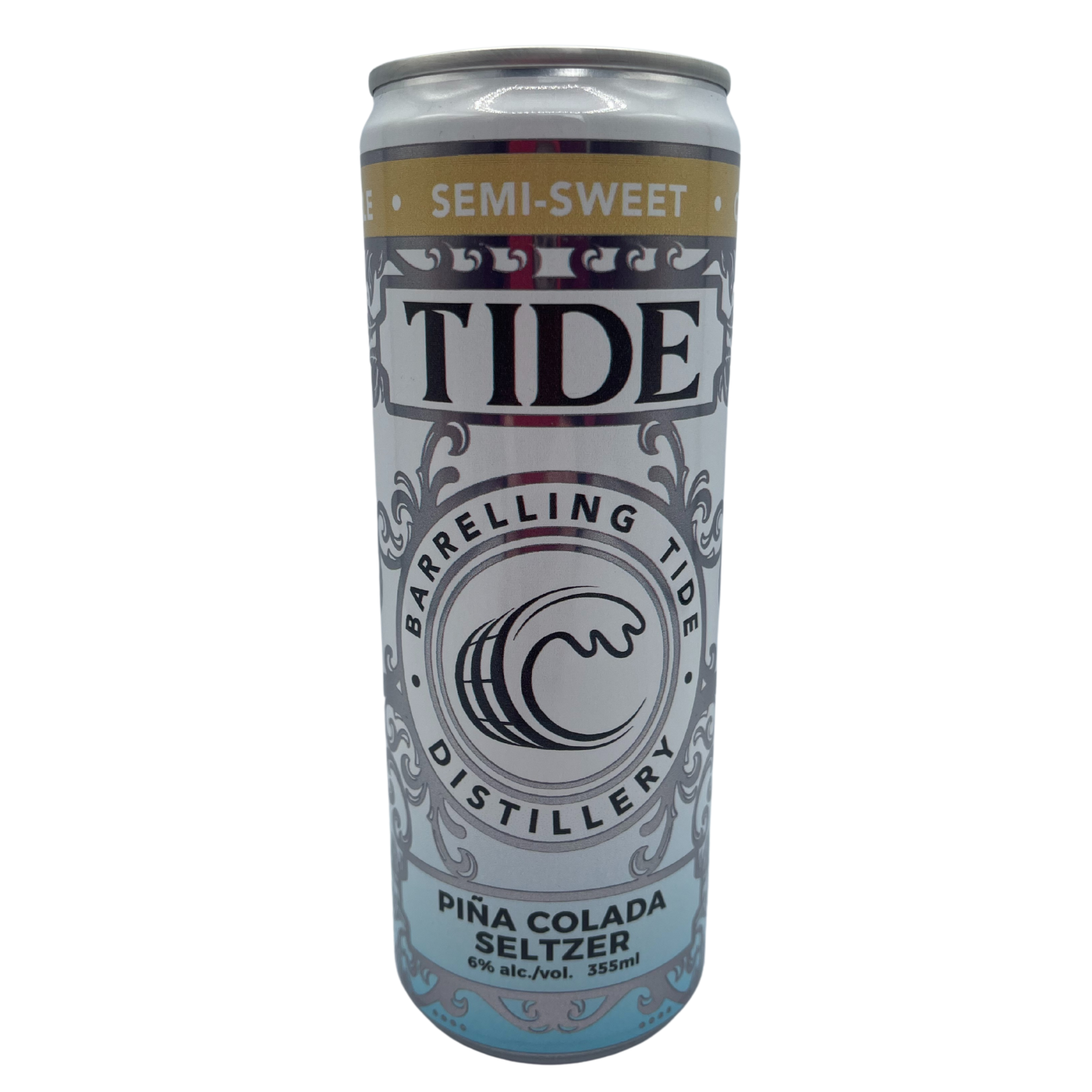 Can of Tide Piña Colada Seltzer on a white background
